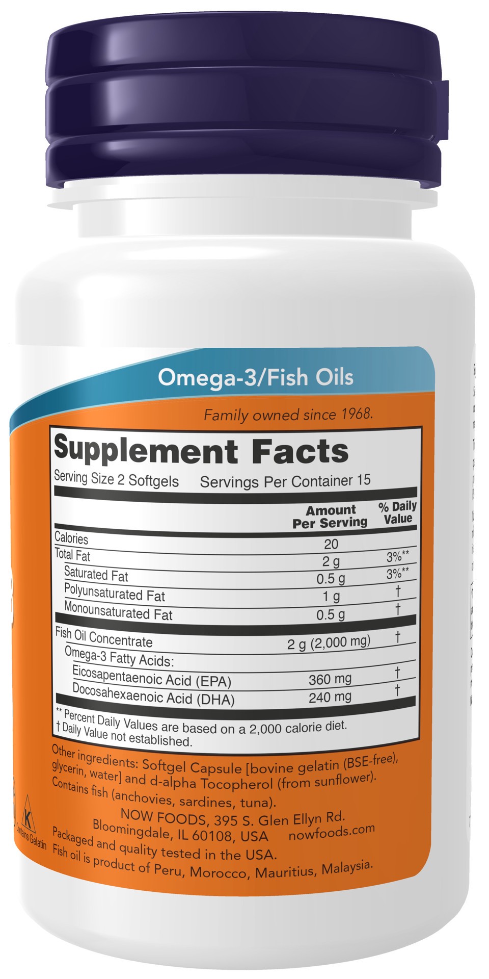 slide 4 of 4, NOW Omega-3 Fish Oil, Molecularly Distilled - 30 Softgels, 30 ct