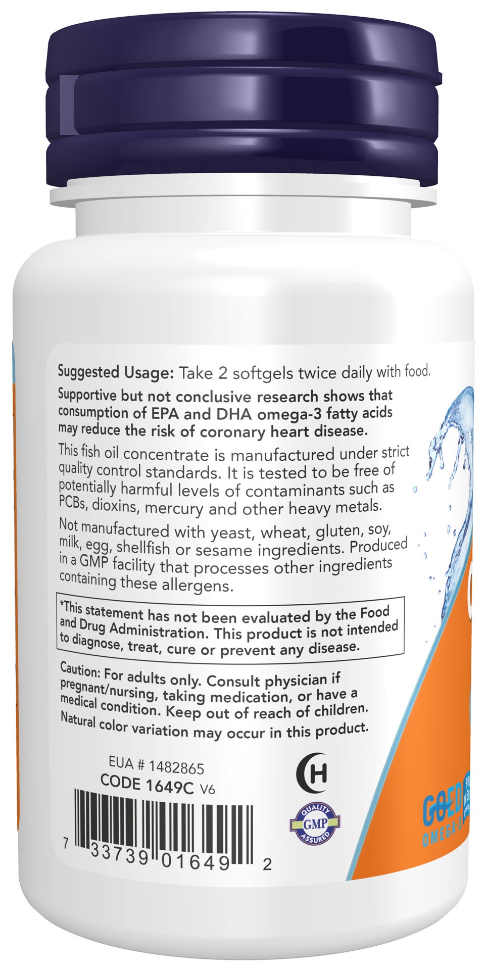 slide 3 of 4, NOW Omega-3 Fish Oil, Molecularly Distilled - 30 Softgels, 30 ct