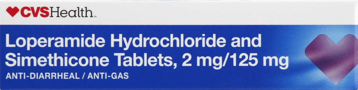slide 9 of 11, CVS Health Loperamide Hydrochloride And Simethicone Tablets, 2 Mg/125 Mg, Anti-Diarrheal And Anti-Gas, 12 ct