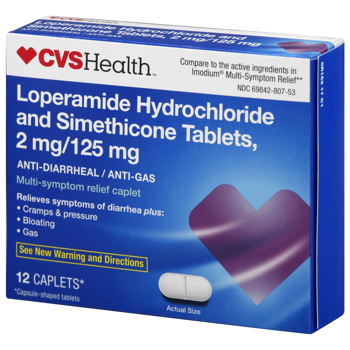 slide 2 of 11, CVS Health Loperamide Hydrochloride And Simethicone Tablets, 2 Mg/125 Mg, Anti-Diarrheal And Anti-Gas, 12 ct