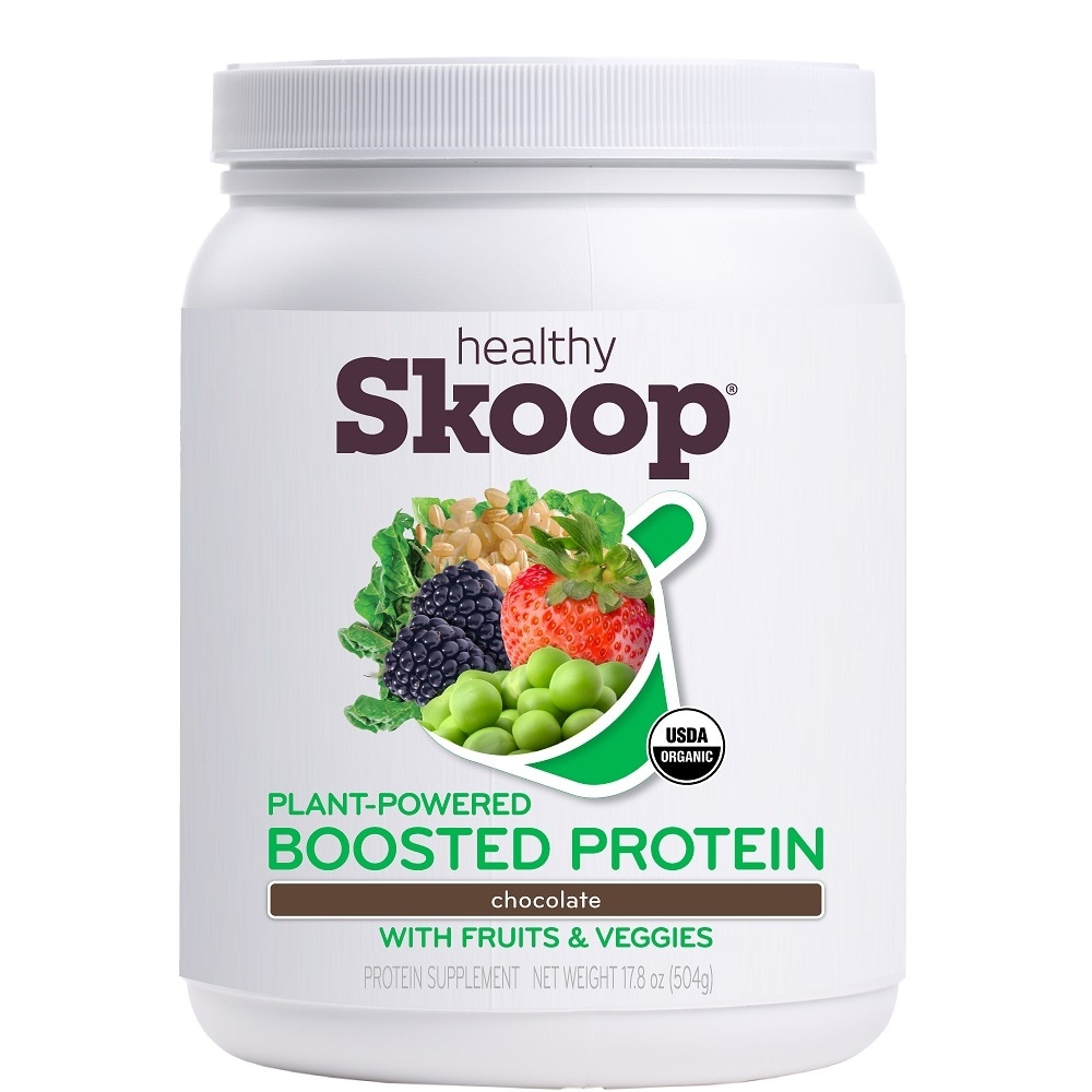 slide 1 of 1, Healthy Skoop Chocolate Plant Powered Boosted Protein Powder, 17.8 oz