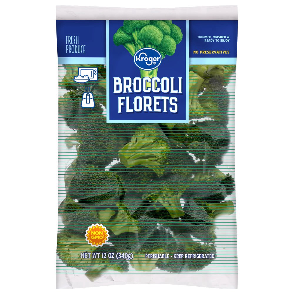 slide 1 of 2, Kroger Brand Broccoli Florets, 12 oz