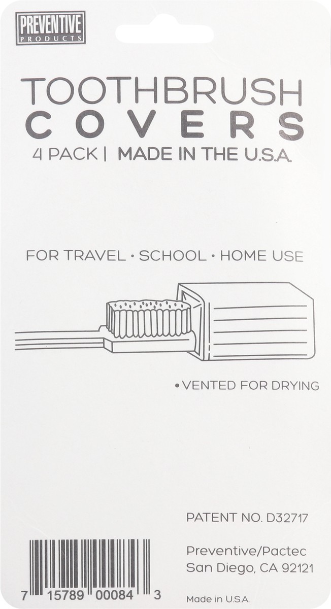 slide 6 of 9, Preventive Products Toothbrush Covers 4 Pack 4 ea, 4 ct