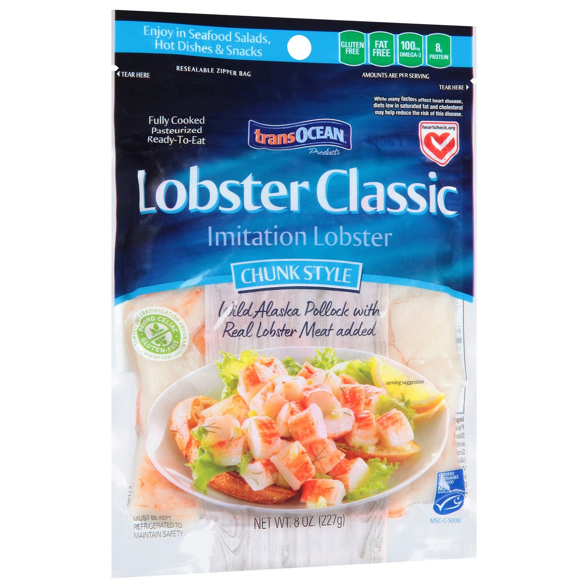 slide 9 of 11, Trans-Ocean Transocean Products Lobster Classic Chunk Style Imitation Lobster, 8 oz