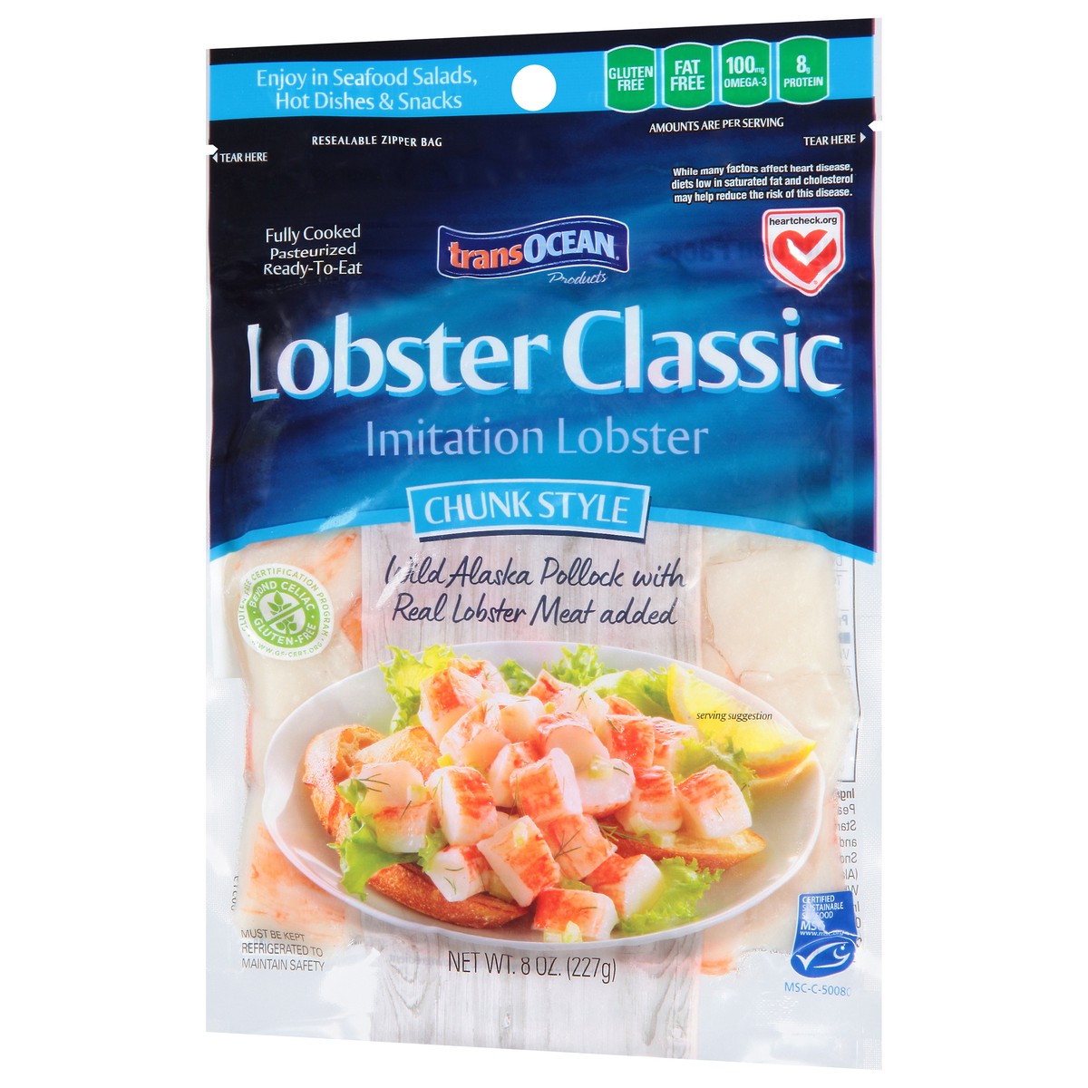 slide 2 of 11, Trans-Ocean Transocean Products Lobster Classic Chunk Style Imitation Lobster, 8 oz