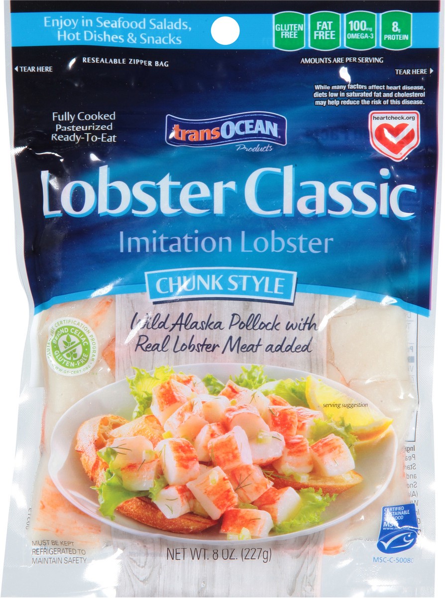 slide 7 of 11, Trans-Ocean Transocean Products Lobster Classic Chunk Style Imitation Lobster, 8 oz