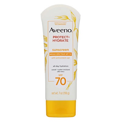 slide 1 of 1, Aveeno &nbsp;Protect & Hydrate Sunscreen SPF 70 Lotion, 7 oz