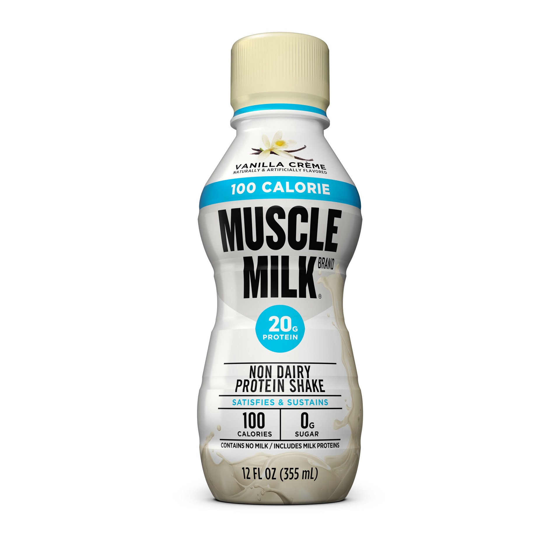 slide 1 of 1, Muscle Milk 100 Calorie Vanilla Cream Non Dairy Protein Shake 12 Fluid Ounce Plastic Bottle, 12 oz