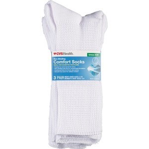slide 1 of 1, CVS Health Diabetic Sock White, S/M, 3 ct