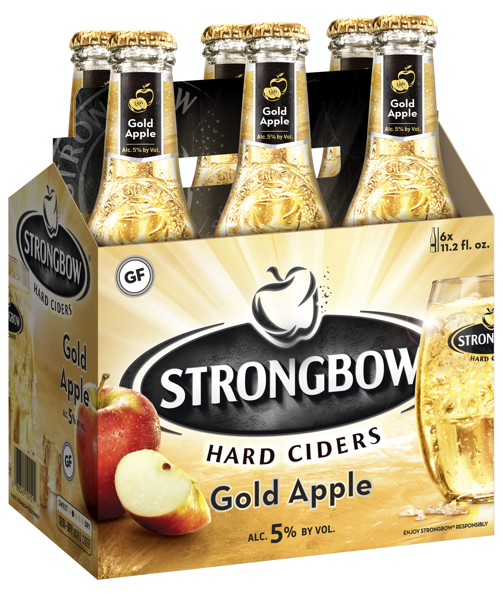 slide 1 of 4, Strongbow Gold Apple Hard Cider, 6 Pack, 11.2 fl oz Bottles, 11.2 oz