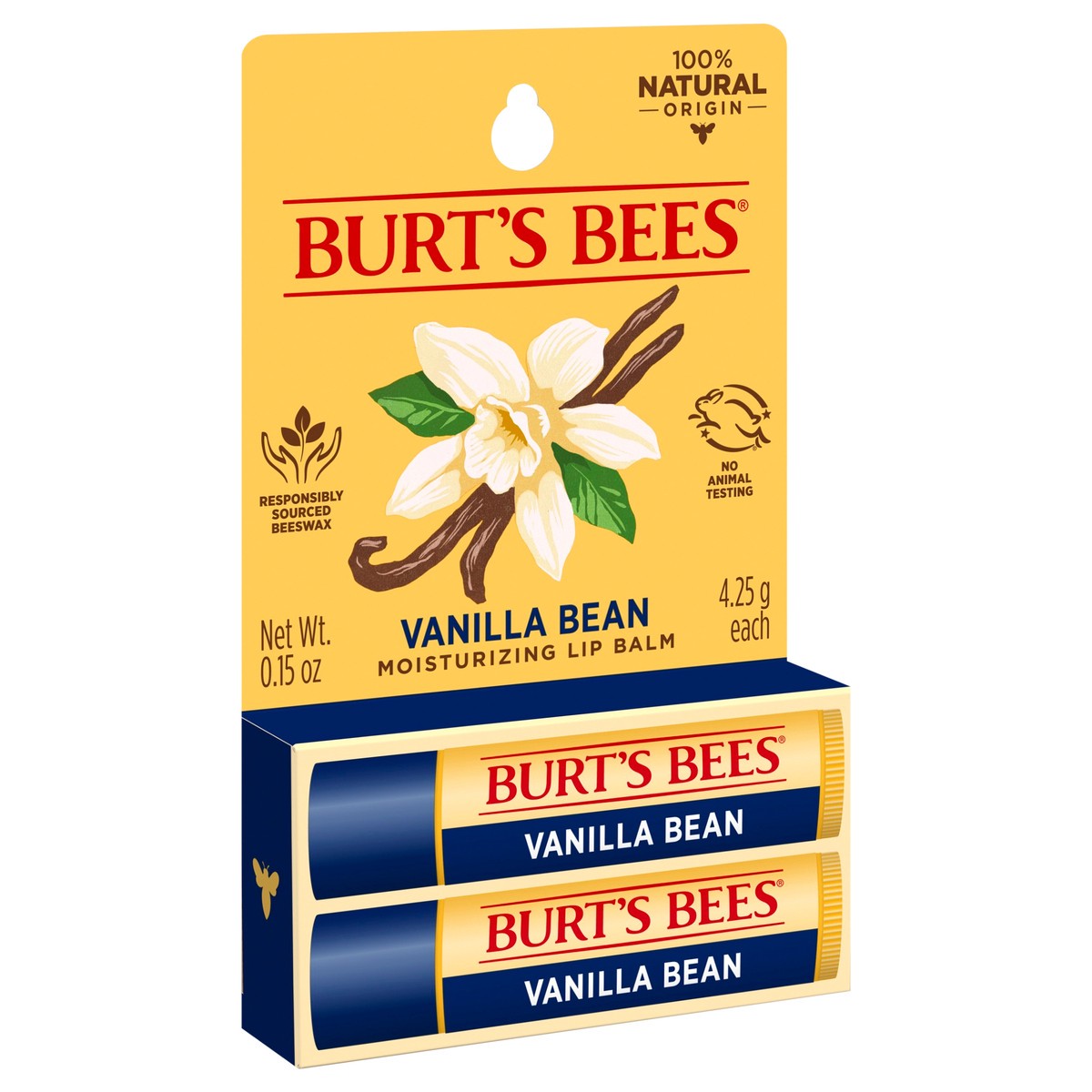 slide 2 of 9, Burt's Bees 100% Natural Moisturizing Lip Balm, Vanilla Bean, 2 Tubes in Blister Box, 2 ct