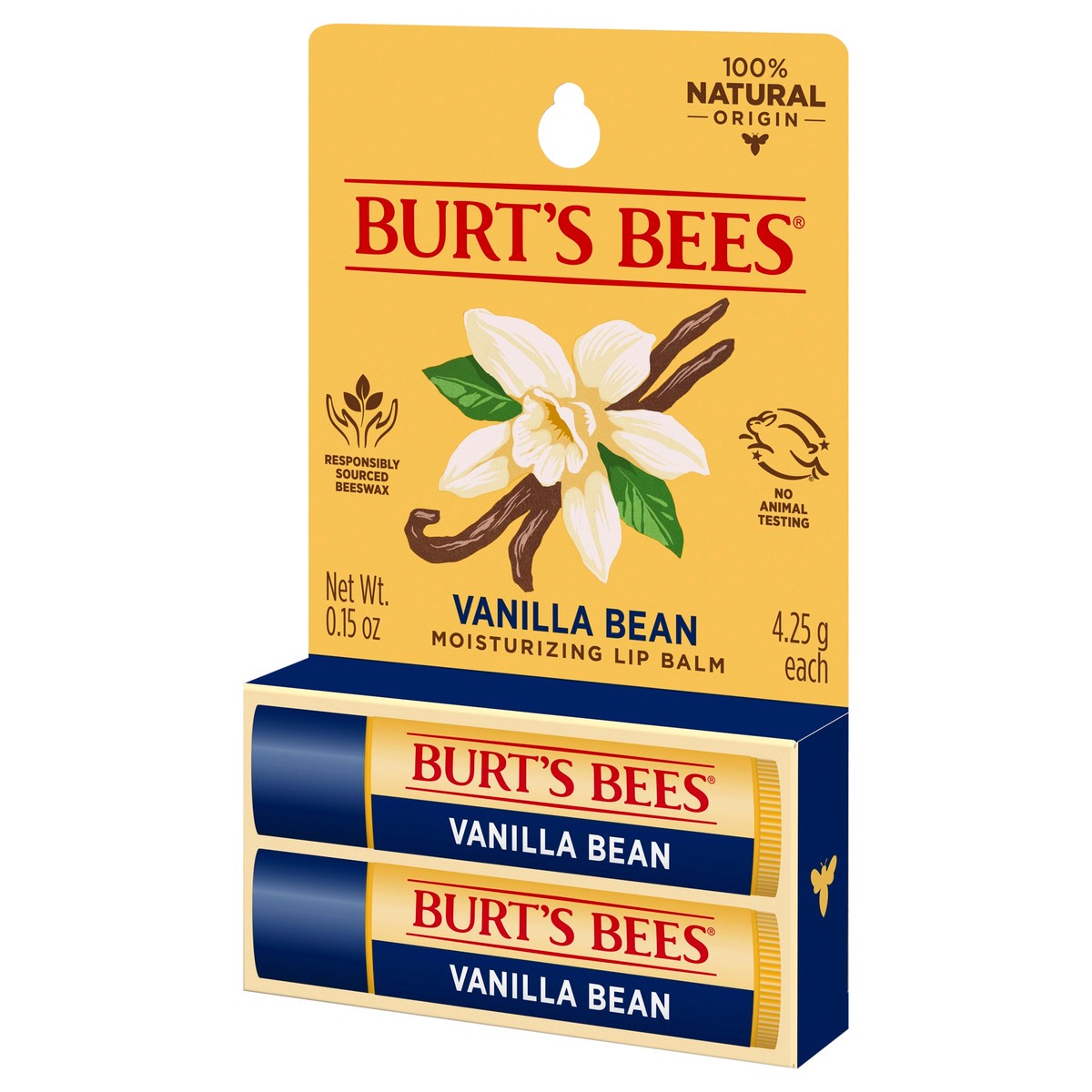 slide 6 of 9, Burt's Bees 100% Natural Moisturizing Lip Balm, Vanilla Bean, 2 Tubes in Blister Box, 2 ct