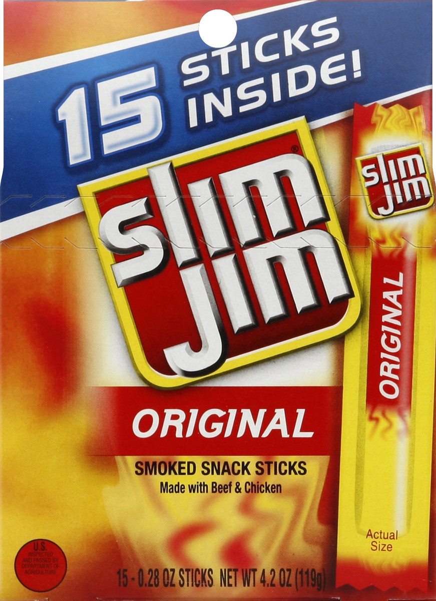 slide 4 of 5, Slim Jim Smoked Snack Sticks 15 ea, 15 ct