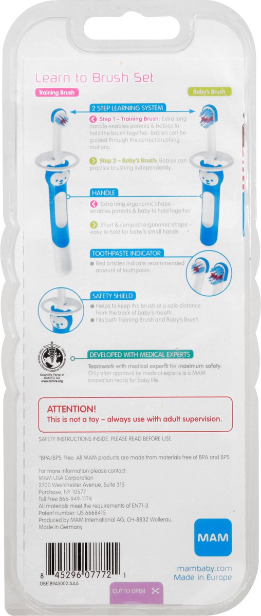 slide 6 of 9, MAM Learn to Brush Set Baby Toothbrushes 1 ea, 1 ct