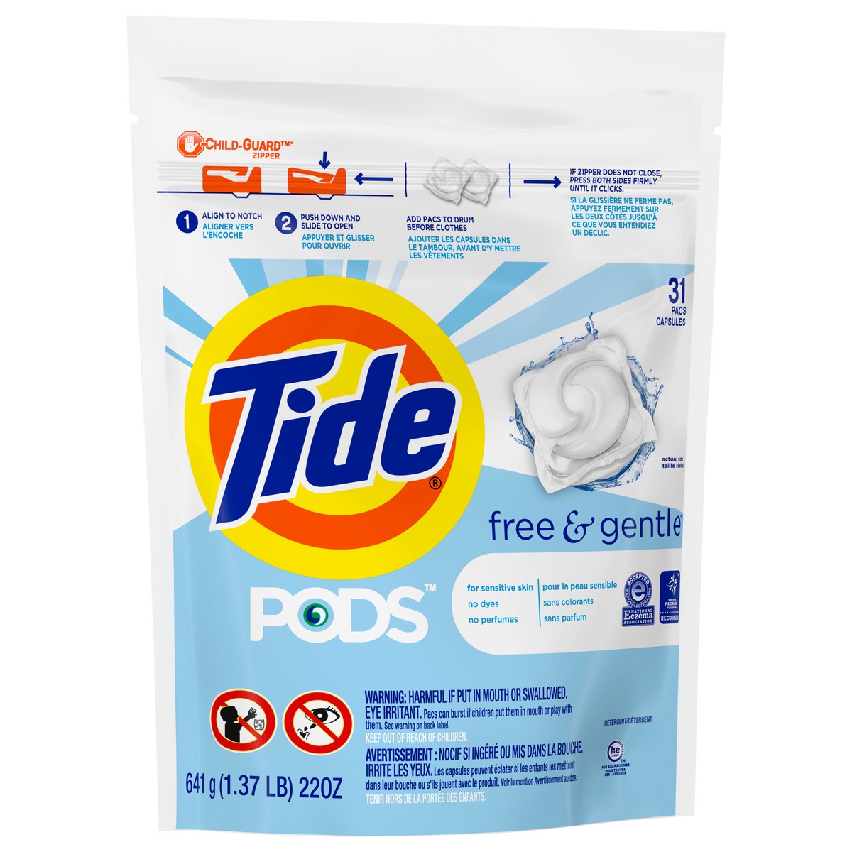 slide 2 of 3, Tide Pods Free & Gentle Laundry Detergent Pacs, 31 ct