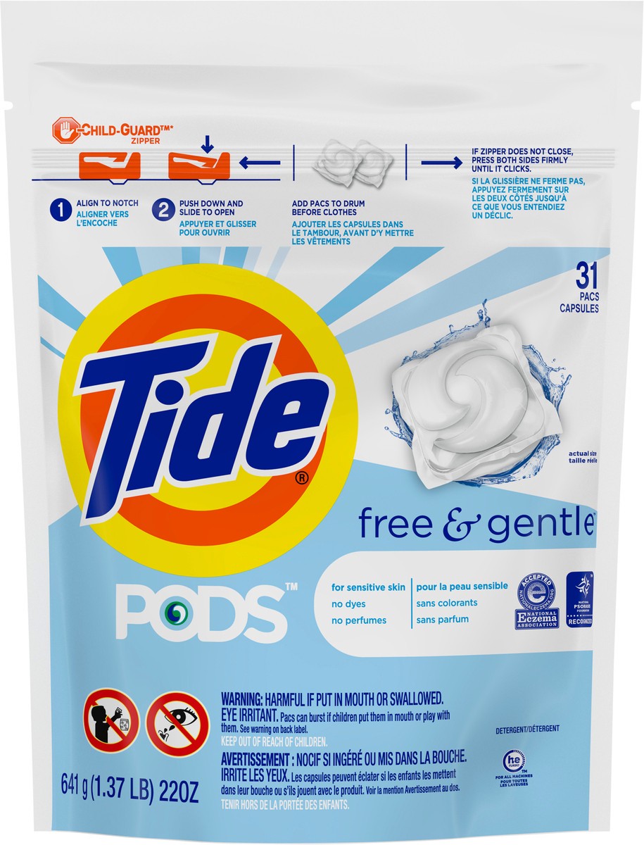 slide 3 of 3, Tide Pods Free & Gentle Laundry Detergent Pacs, 31 ct