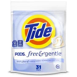 Tide PODS Free & Gentle Laundry Detergent Soap Pacs, 31 Count, Tide PODS Laundry Detergent, Laundry Detergent Pacs, Laundry PODS Detergent