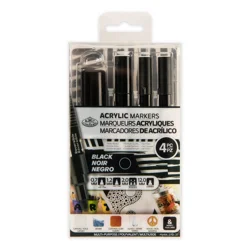 Royal & Langnickel 4 pc Black Acrylic Painting and Drawing Markers Variety Pack