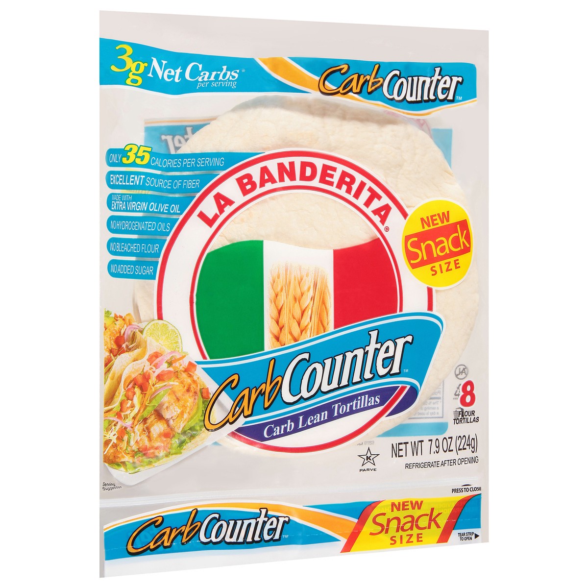 slide 3 of 9, La Banderita Snack Size Carb Counter 8Ct, 7.9 oz