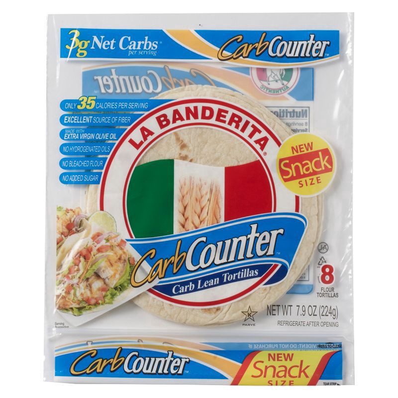 slide 1 of 9, La Banderita Snack Size Carb Counter 8Ct, 7.9 oz