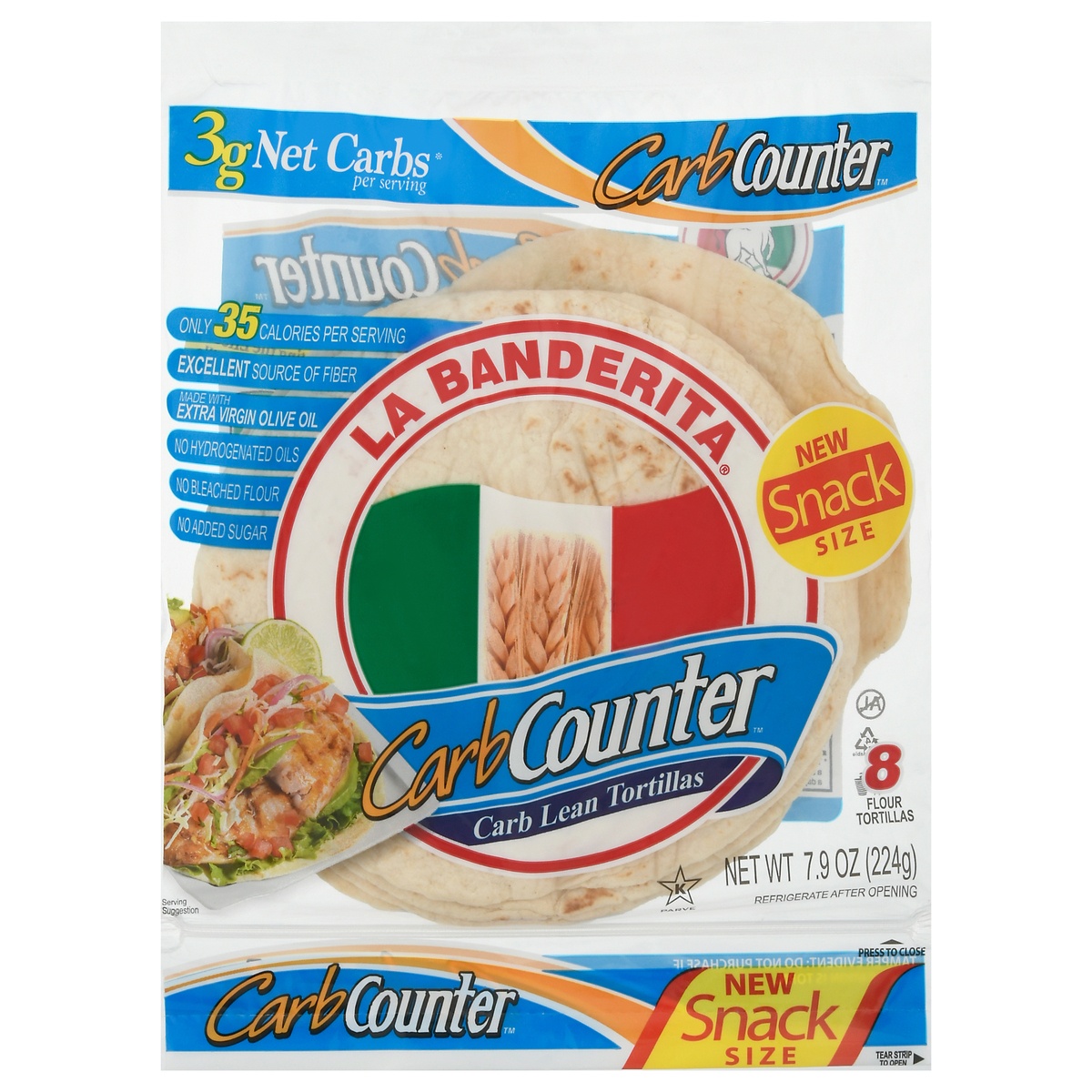 slide 11 of 11, La Banderita Carb Counter Snack Size Tortillas, 7.9 oz