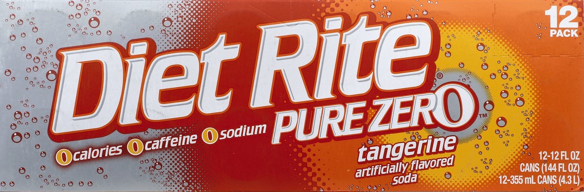 slide 4 of 6, Diet Rite Pure Zero Tangerine, 12 ct; 12 fl oz