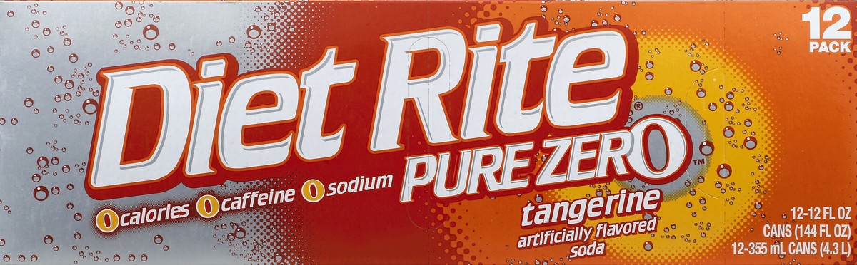 slide 2 of 6, Diet Rite Pure Zero Tangerine, 12 ct; 12 fl oz