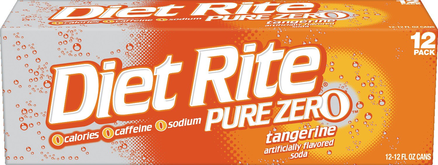 slide 1 of 6, Diet Rite Pure Zero Tangerine, 12 ct; 12 fl oz