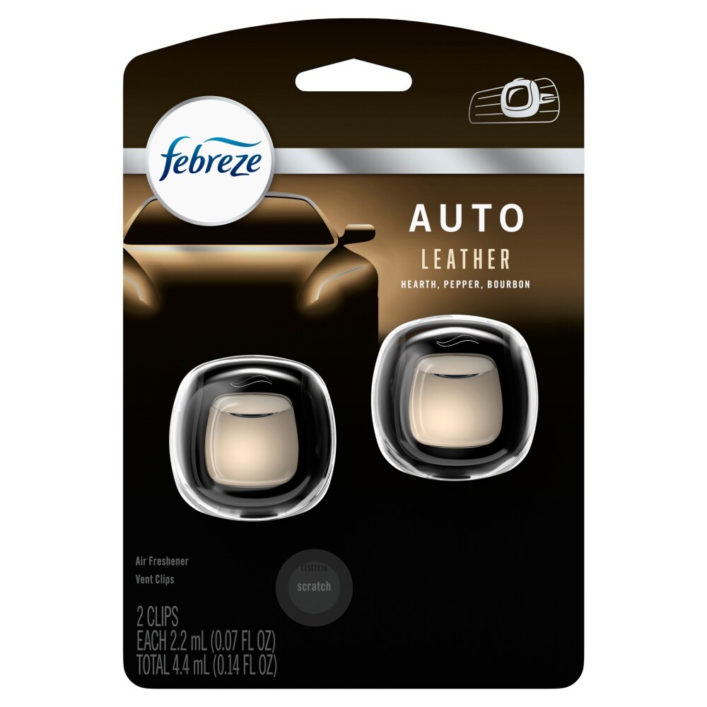 slide 1 of 1, Febreze Auto Leather Air Freshener Vent Clips, 2 ct