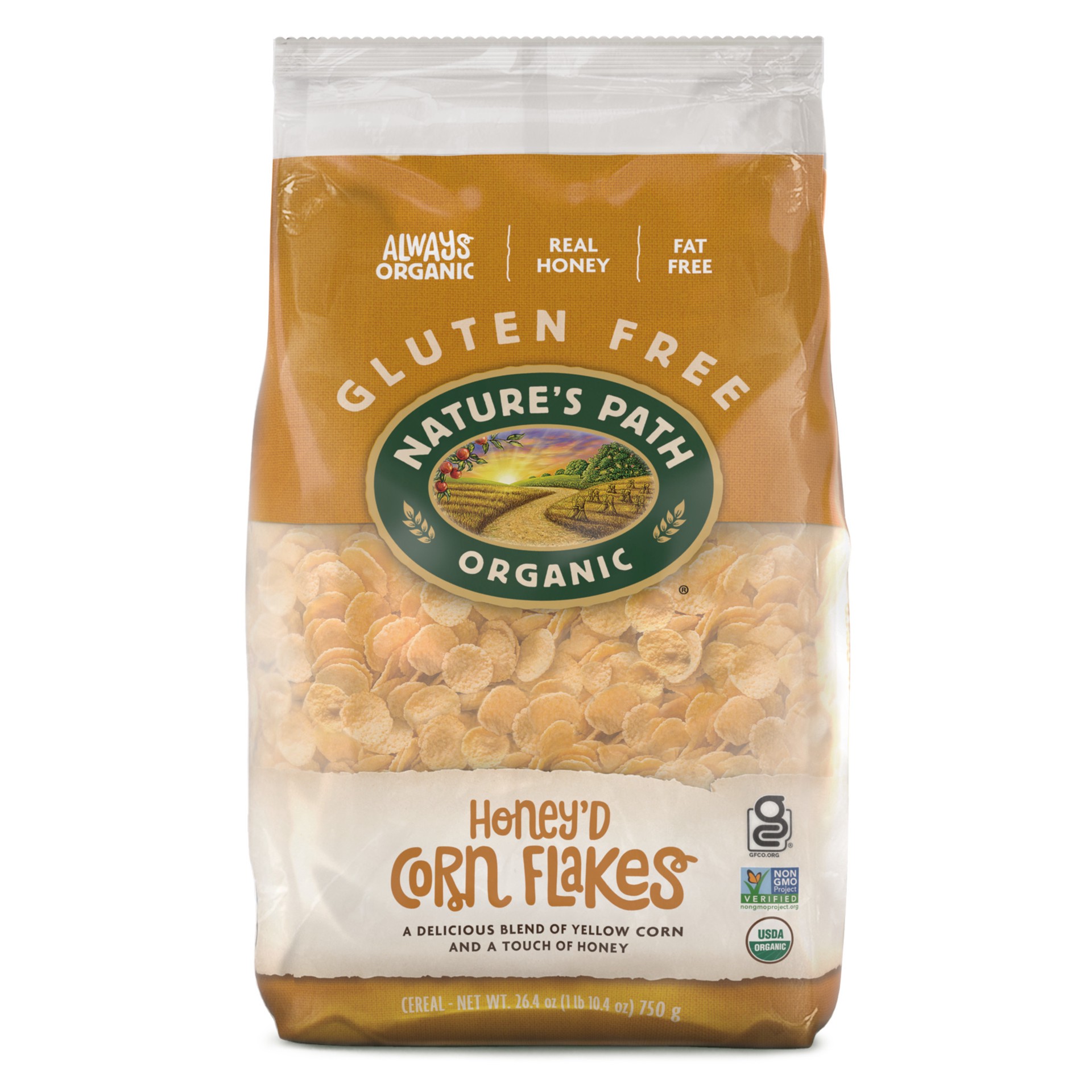 slide 1 of 6, Nature's Path Organic Honey'D Corn Flakes Cold Cereal 26oz EcoPac Bag, 26.4 oz