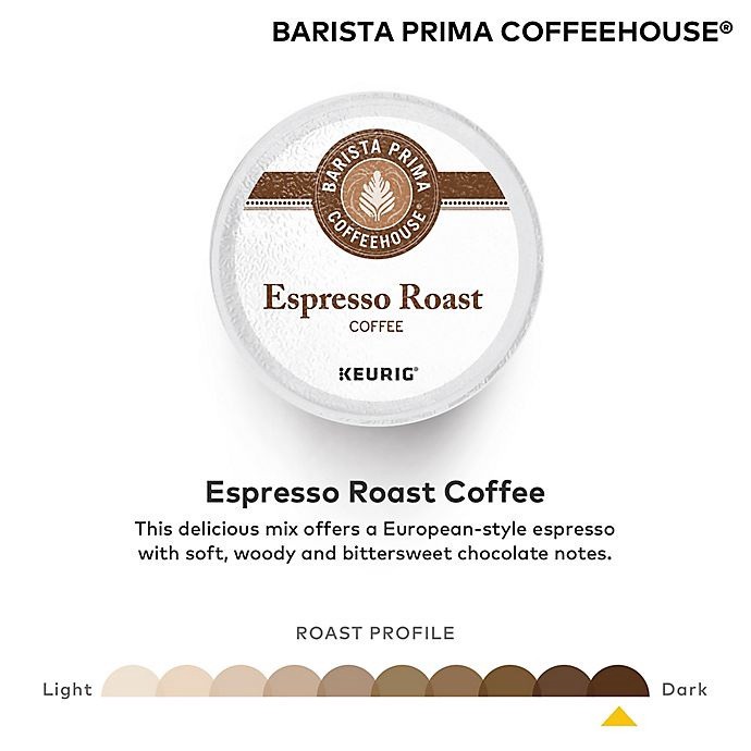 slide 3 of 7, Barista Prima Coffeehouse Espresso Roast Coffee Keurig K-Cup Pods, 18 ct