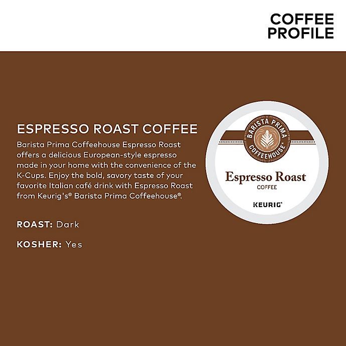 slide 4 of 7, Barista Prima Coffeehouse Espresso Roast Coffee Keurig K-Cup Pods, 18 ct