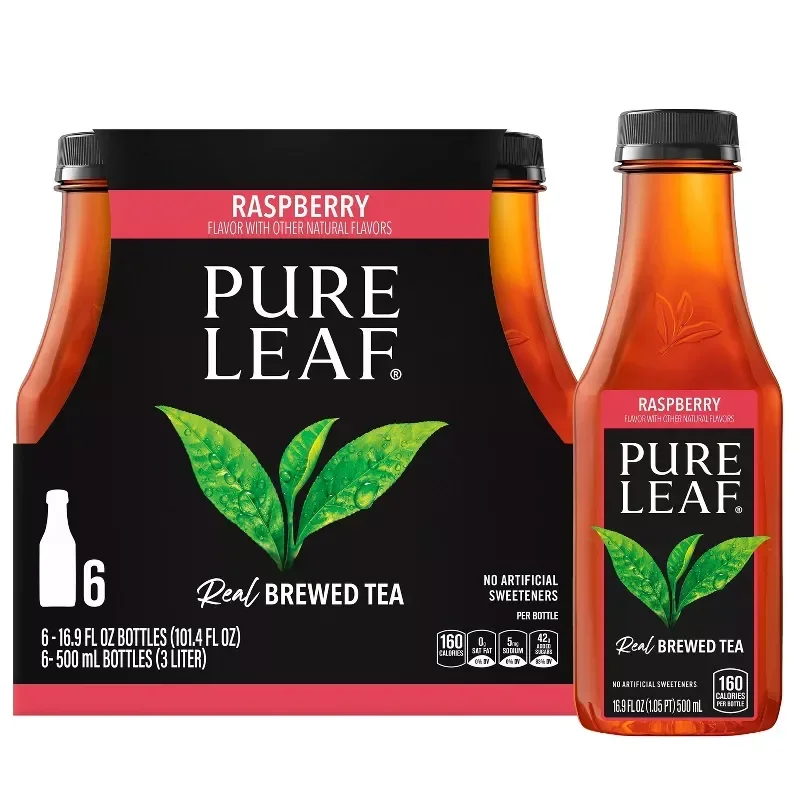 slide 1 of 7, Pure Leaf Raspberry Iced Tea 18.5 Fluid Ounce plastic bottles 6 pack, 6 ct; 16.9 oz