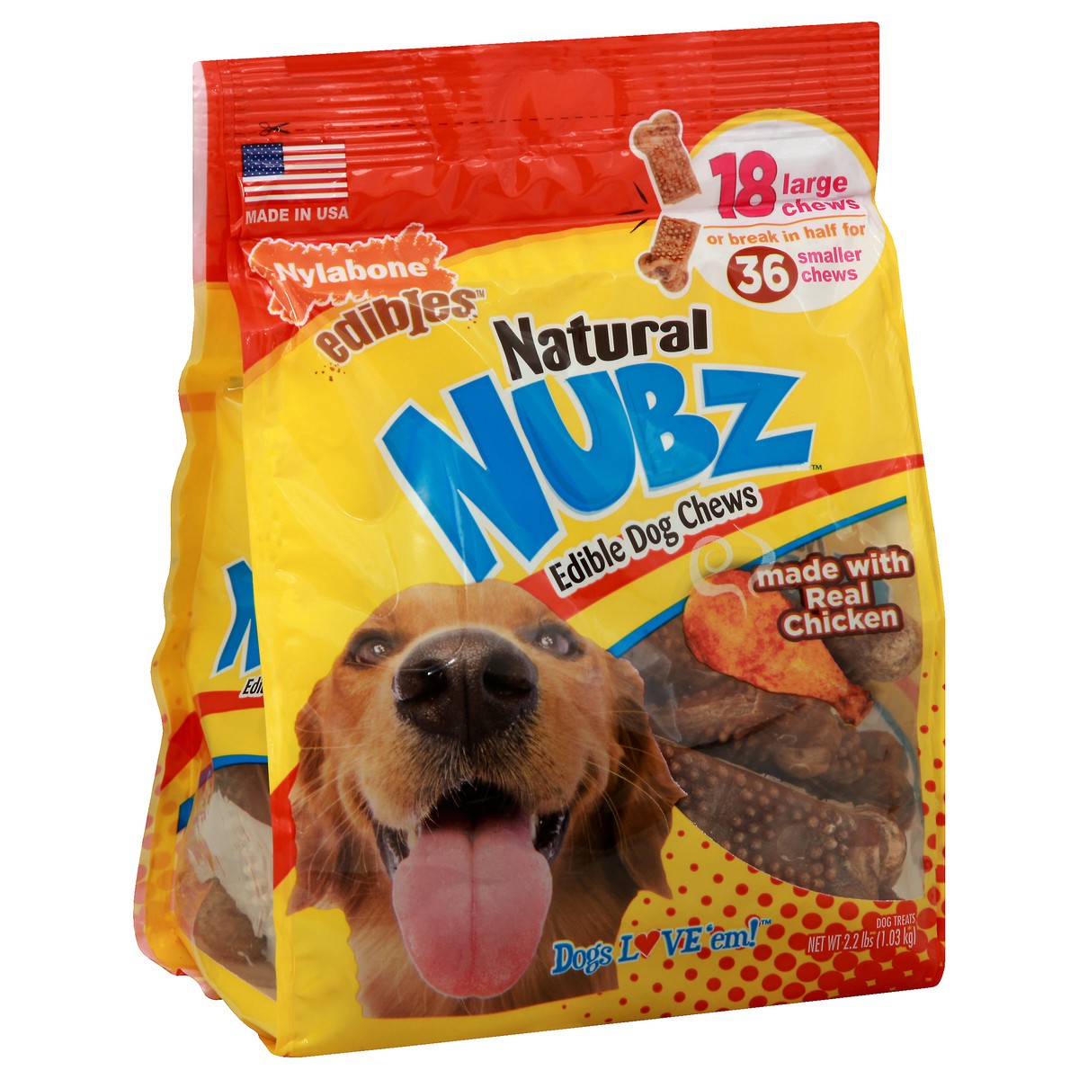 slide 7 of 9, Nylabone Natural Nubz Chicken Dog Treats Large - 30+ Ibs., 18 ct