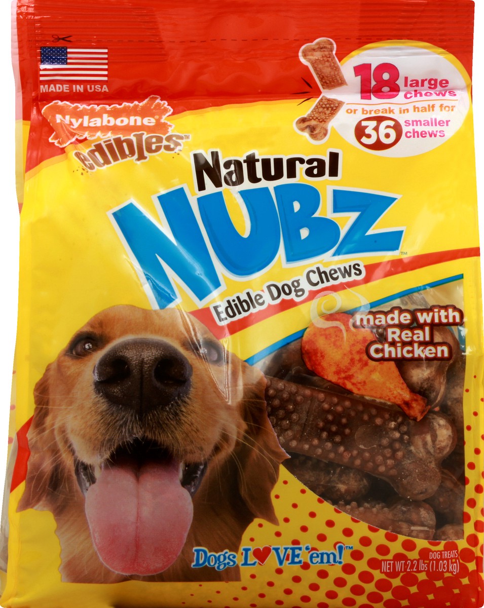 slide 1 of 9, Nylabone Natural Nubz Chicken Dog Treats Large - 30+ Ibs., 18 ct