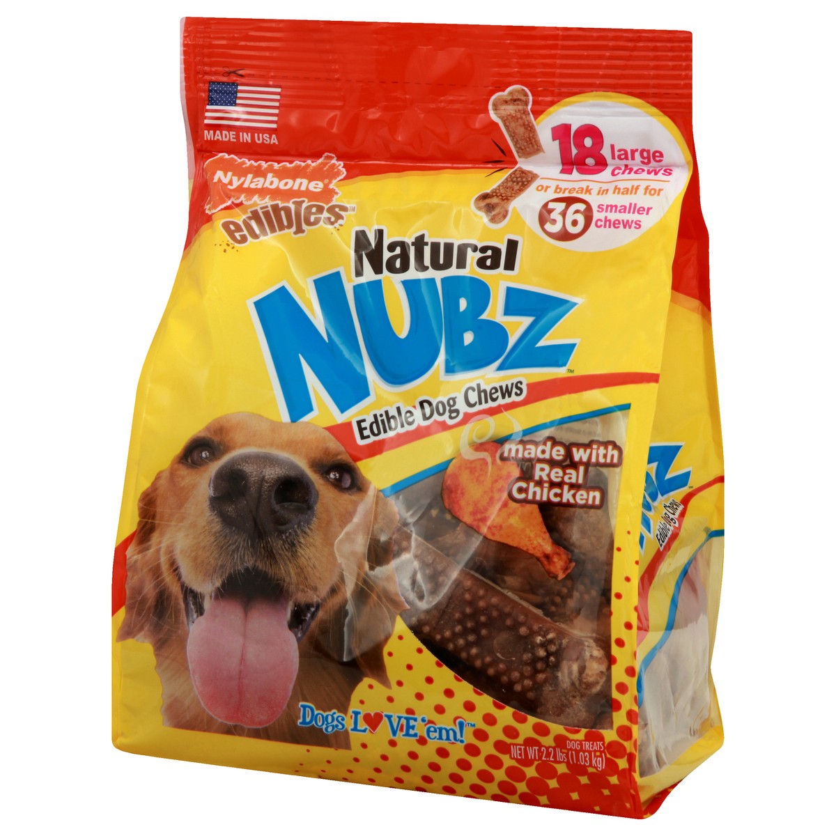 slide 2 of 9, Nylabone Natural Nubz Chicken Dog Treats Large - 30+ Ibs., 18 ct