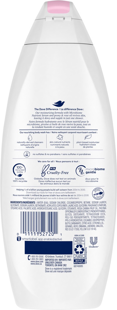 slide 2 of 3, Dove Body Wash Renewing Peony and Rose Oil, 20 oz, 20 oz