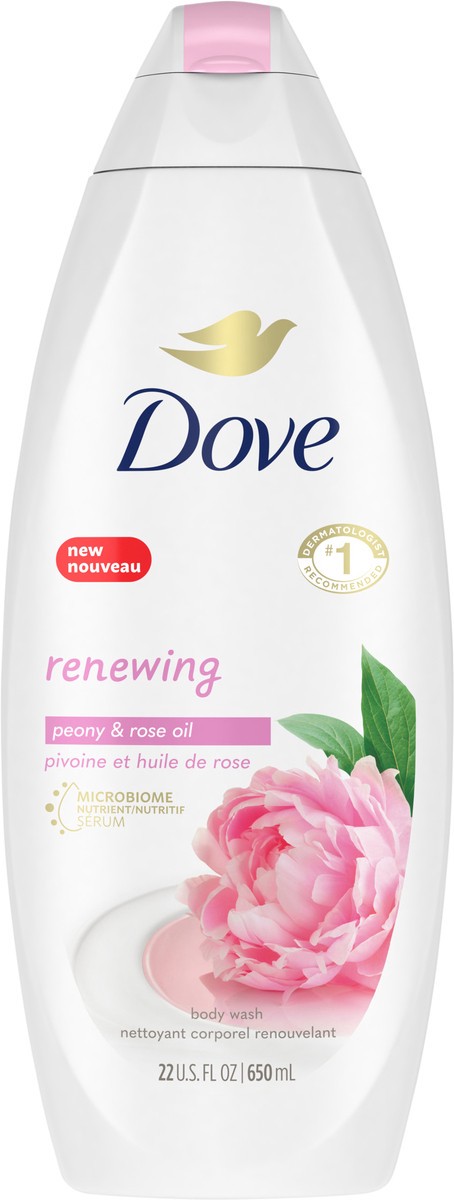 slide 3 of 3, Dove Body Wash Renewing Peony and Rose Oil, 20 oz, 20 oz