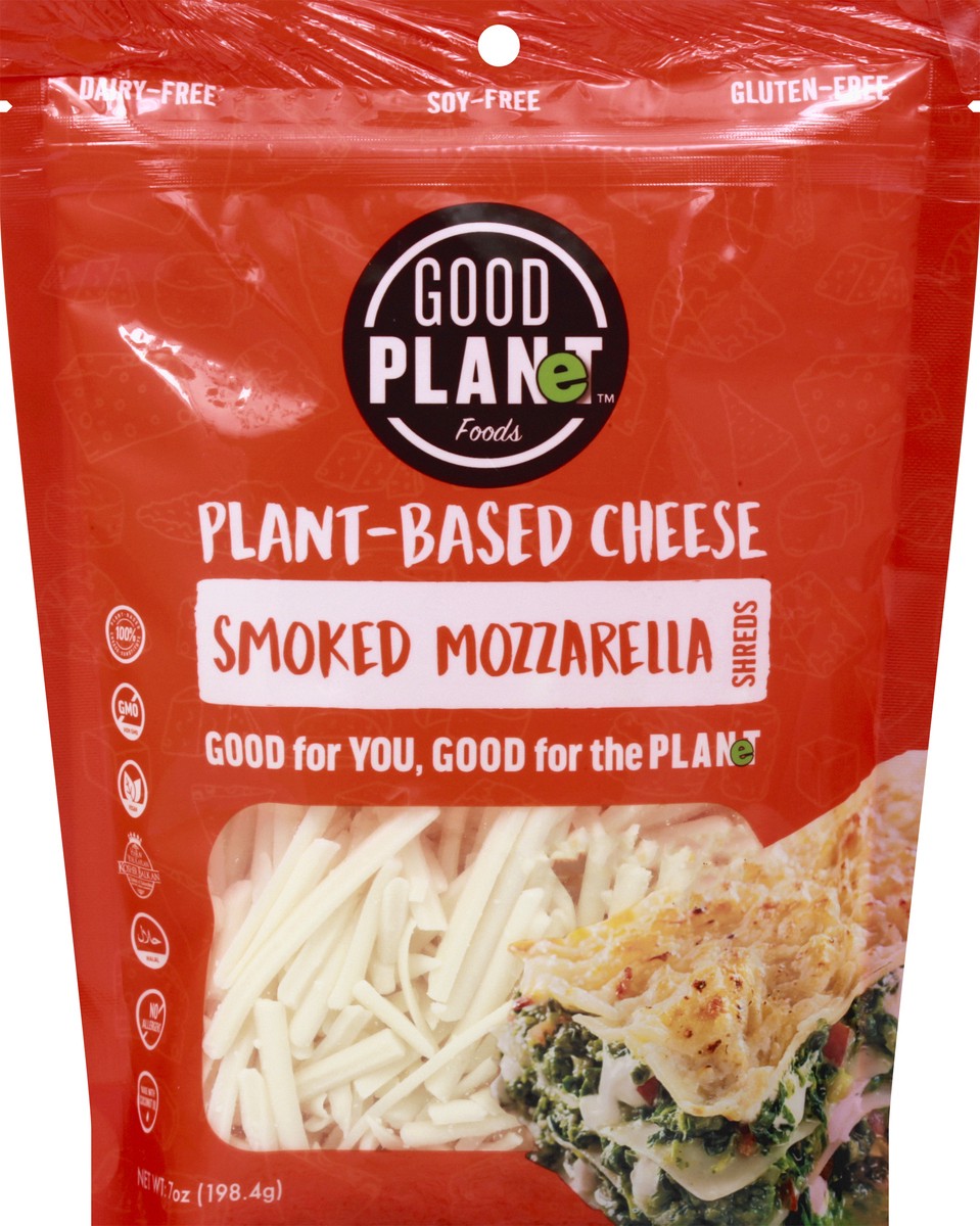 slide 8 of 13, GOOD PLANeT Cheese Shreds, Smoked Mozzarella, 7 oz