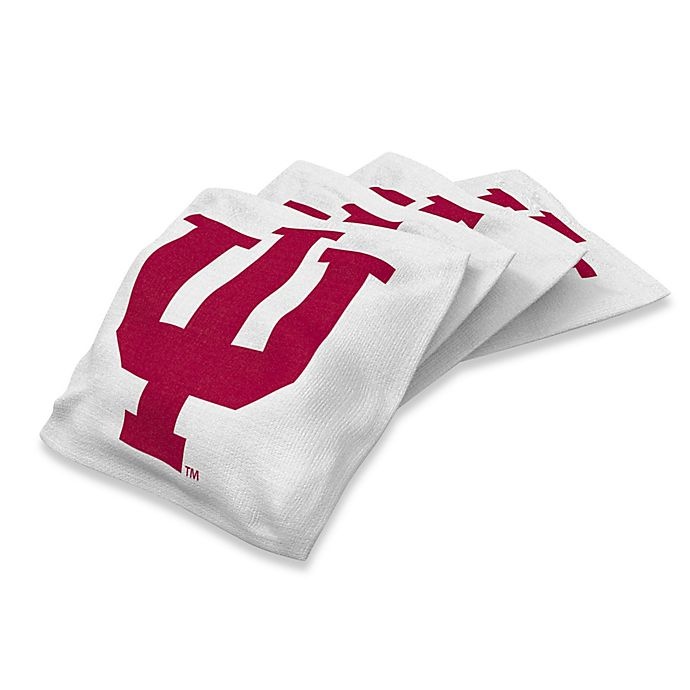 slide 1 of 1, NCAA Indiana University Regulation Cornhole Bean Bags - White, 4 ct