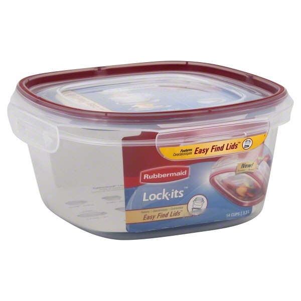 slide 1 of 1, Rubbermaid Lock-its Food Storage Container, 14 Cup, 14 cups