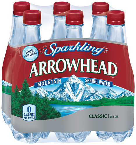 slide 1 of 4, Arrowhead Brand Sparkling Mountain Spring Water Bottles - 6 ct; 16.9 fl oz, 6 ct; 16.9 fl oz