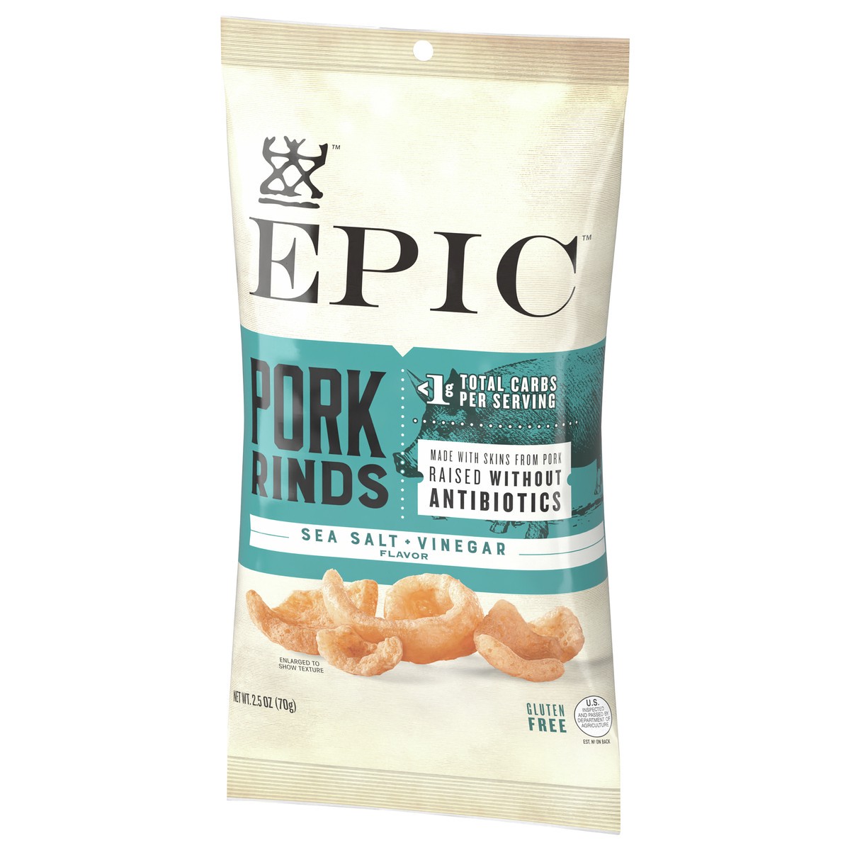 slide 3 of 9, EPIC Sea Salt + Vinegar Oven Baked Pork Rinds, Keto Friendly, 2.5 oz, 2.5 oz