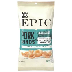 EPIC Sea Salt + Vinegar Oven Baked Pork Rinds, Keto Friendly, 2.5 oz
