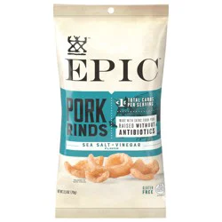 EPIC Sea Salt + Vinegar Oven Baked Pork Rinds, Keto Friendly, 2.5 oz