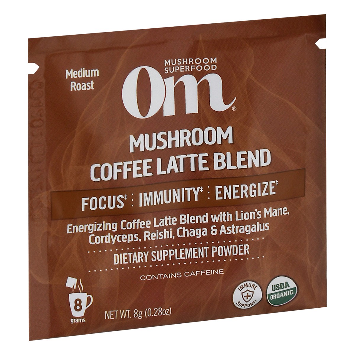 slide 6 of 9, Om Mushrooms Mushroom Coffee Latte Blend Single Packet - 8 g, 1 ct