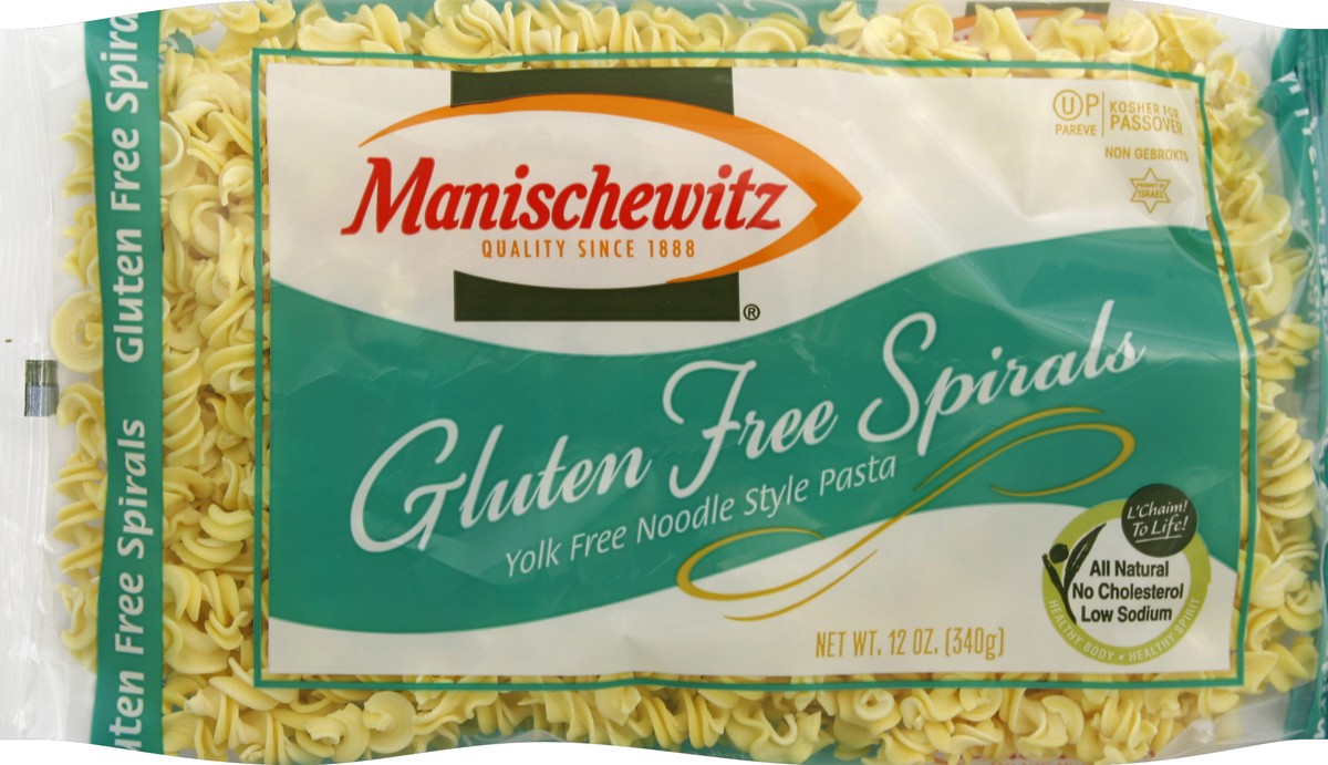 slide 1 of 5, Manischewitz Gluten Free Gold Spiral Egg Noodles, 12 oz