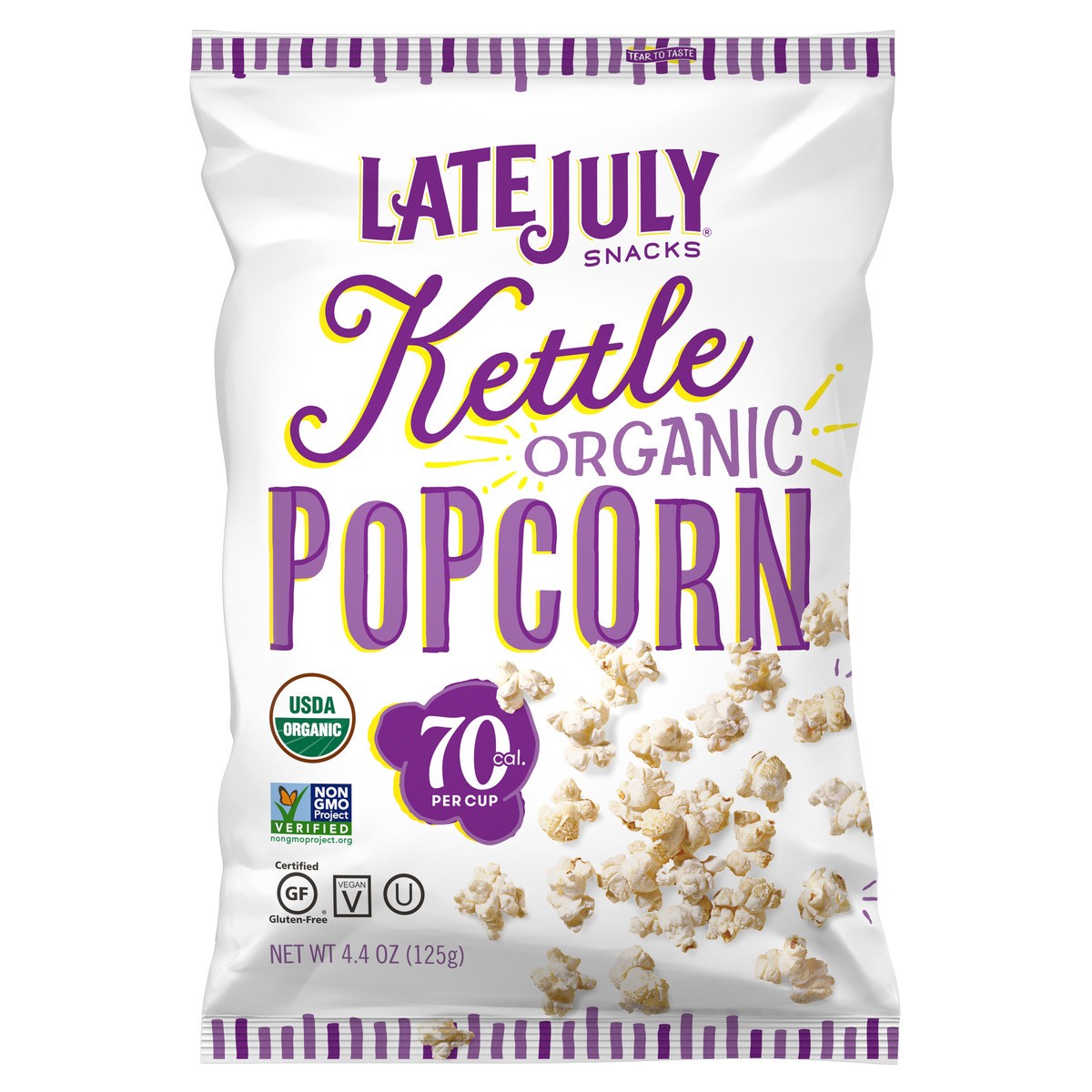 slide 1 of 5, Late July Snacks Kettle Organic Popcorn, 4.4 oz