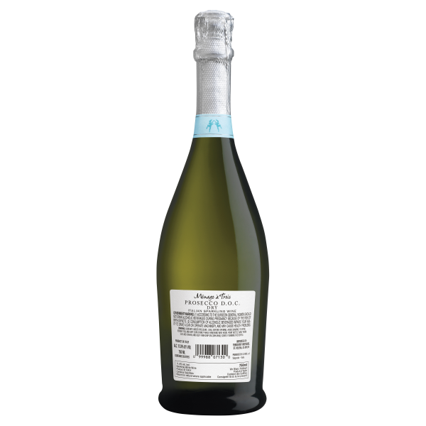 slide 13 of 16, Menage a Trois Prosecco Sparkling White Wine, 750mL Wine Bottle, 11% ABV, 750 ml