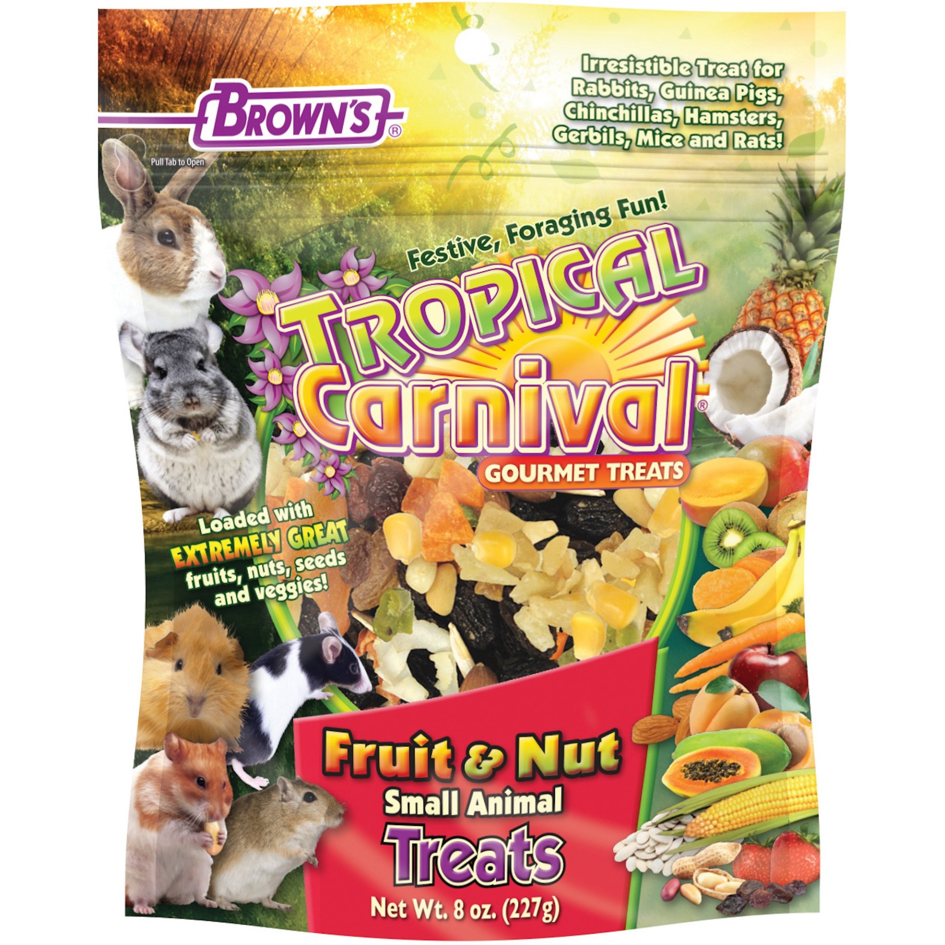 slide 1 of 1, Brown's Browns Tropical Carnival Pet Treats Gourmet Fruit & Nut Small Animal Pouch - 8 Oz, 8 oz